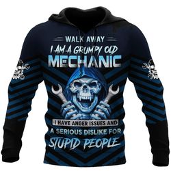 grumpy old mechanic skull printed, all over print hoodie zip hoodie fleece hoodie 3d, vikings tattoo hoodie 3d ka1889