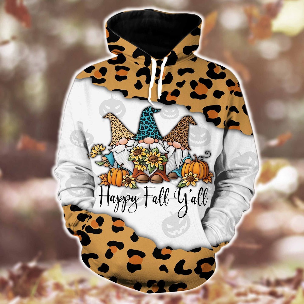 Happy Fall Y'all Christmas Hoodie, All Over Print Hoodie Zip Hoodie Fleece Hoodie 3D, Vikings Tattoo Hoodie 3d KA1898