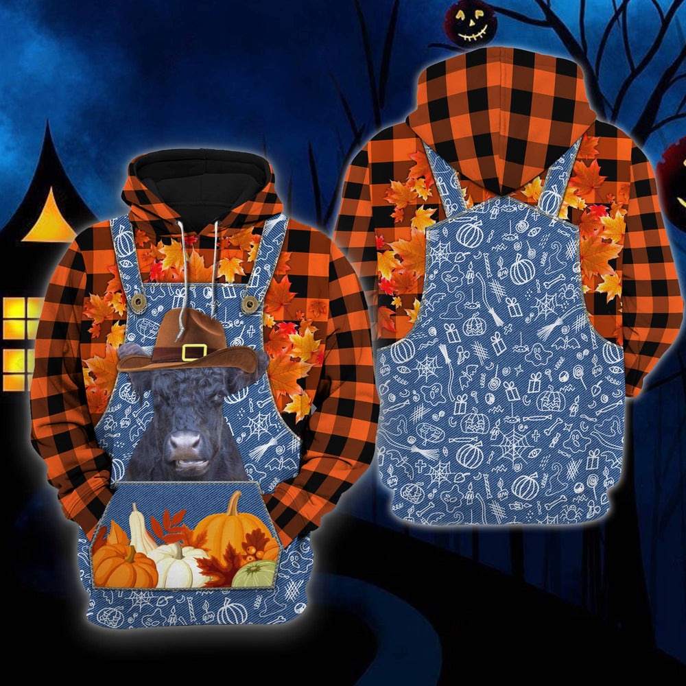 Happy Halloween Belted Galloway Oran, All Over Print Hoodie Zip Hoodie Fleece Hoodie 3D, Vikings Tattoo Hoodie 3d KA1900