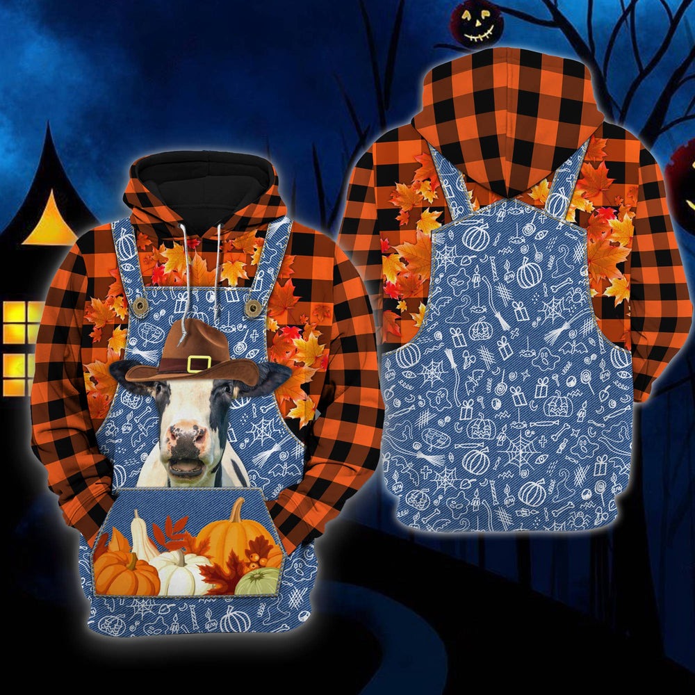 Happy Halloween Holstein Orange, All Over Print Hoodie Zip Hoodie Fleece Hoodie 3D, Vikings Tattoo Hoodie 3d KA1905