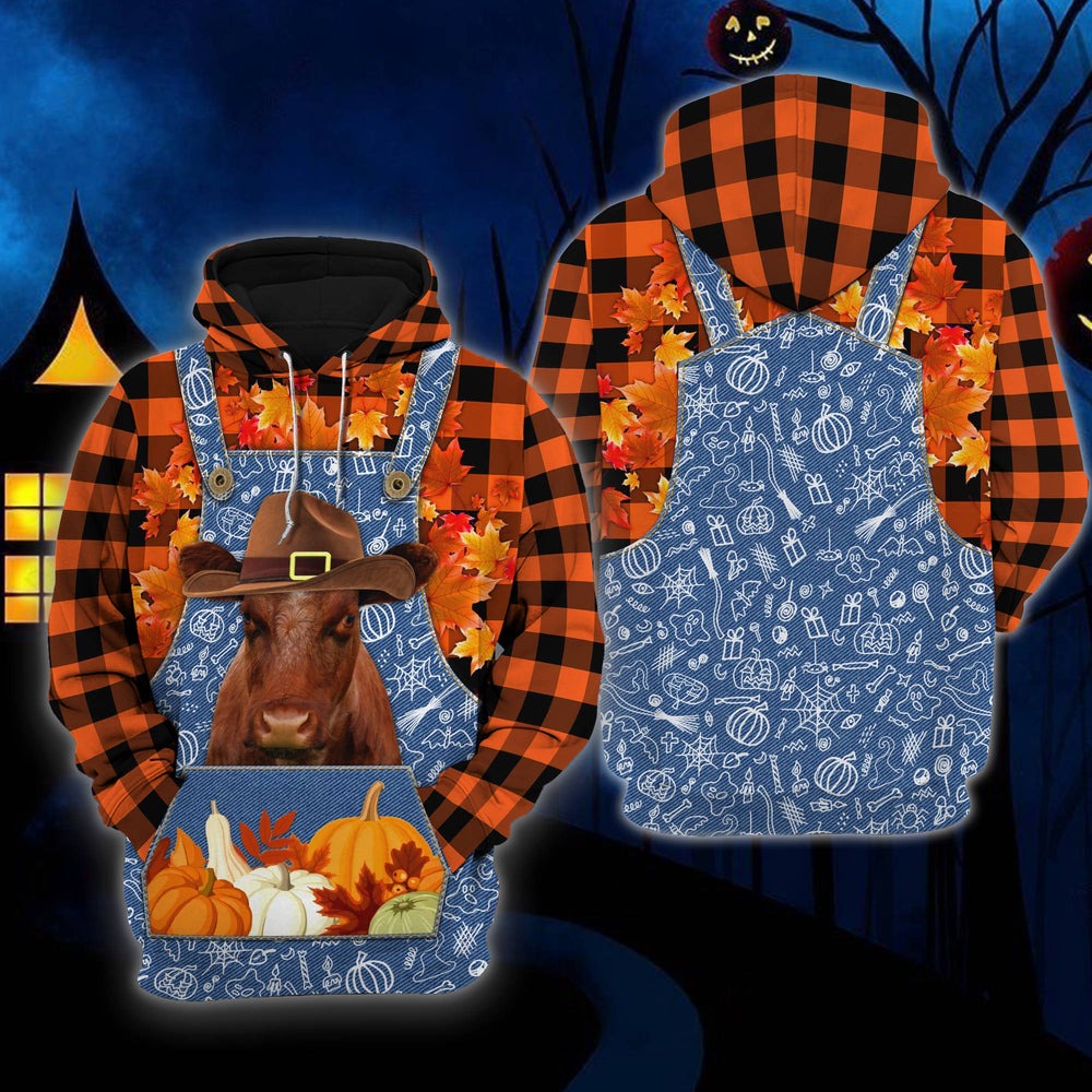 Happy Halloween Shorthorn, All Over Print Hoodie Zip Hoodie Fleece Hoodie 3D, Vikings Tattoo Hoodie 3d KA1909