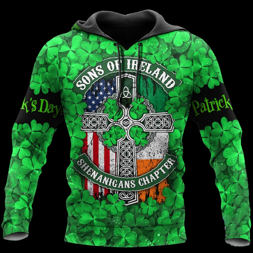Happy St Patrick's Day Irish, All Over Print Hoodie Zip Hoodie Fleece Hoodie 3D, Vikings Tattoo Hoodie 3d KA1915