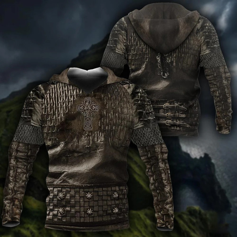 Heart Celtic Cross Irish Armor Knigh, All Over Print Hoodie Zip Hoodie Fleece Hoodie 3D, Vikings Tattoo Hoodie 3d KA1919