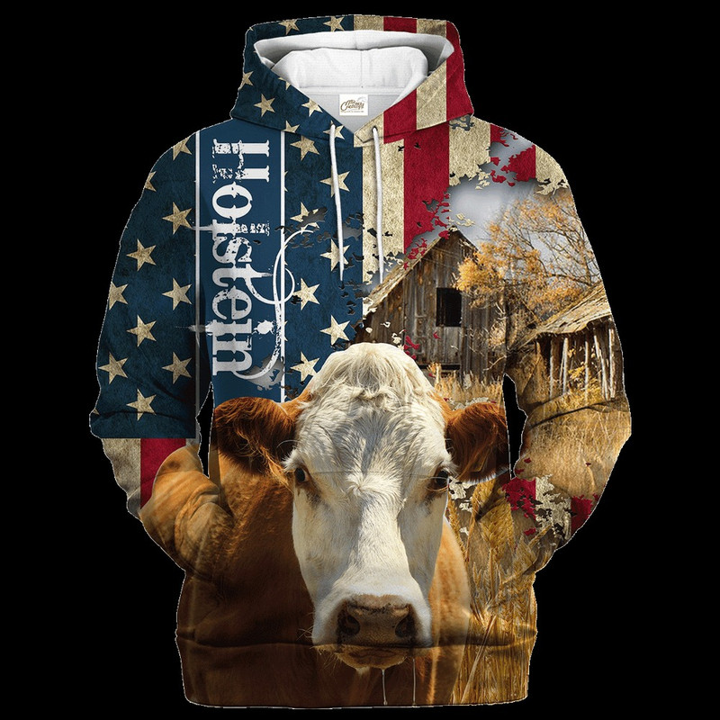 Cow Usa Flag Pattern Hoodies, All Over Print Hoodie Zip Hoodie Fleece Hoodie 3D, Vikings Tattoo Hoodie 3d KA1926