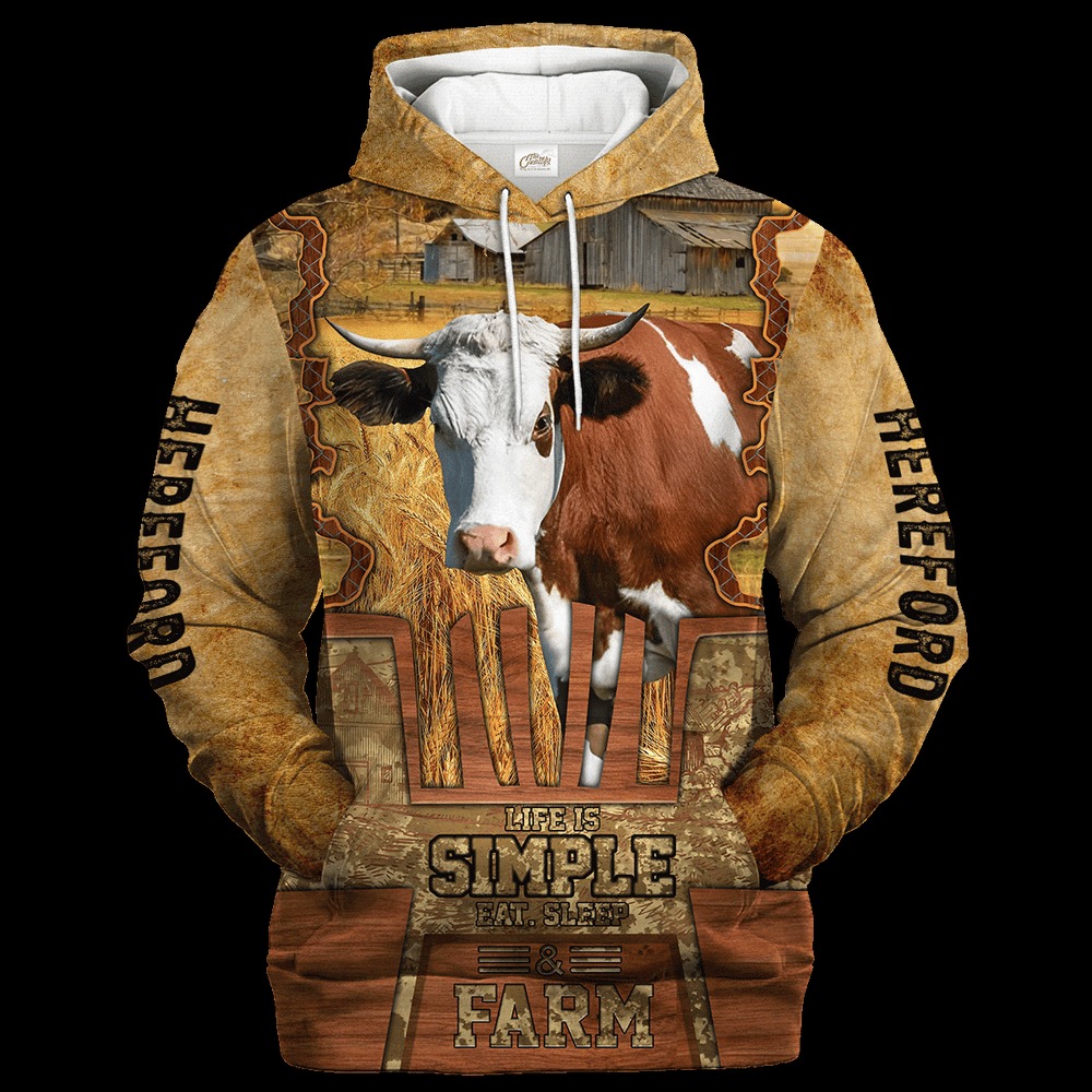 Hereford Life Is Simple A Farm Hoodi, All Over Print Hoodie Zip Hoodie Fleece Hoodie 3D, Vikings Tattoo Hoodie 3d KA1928