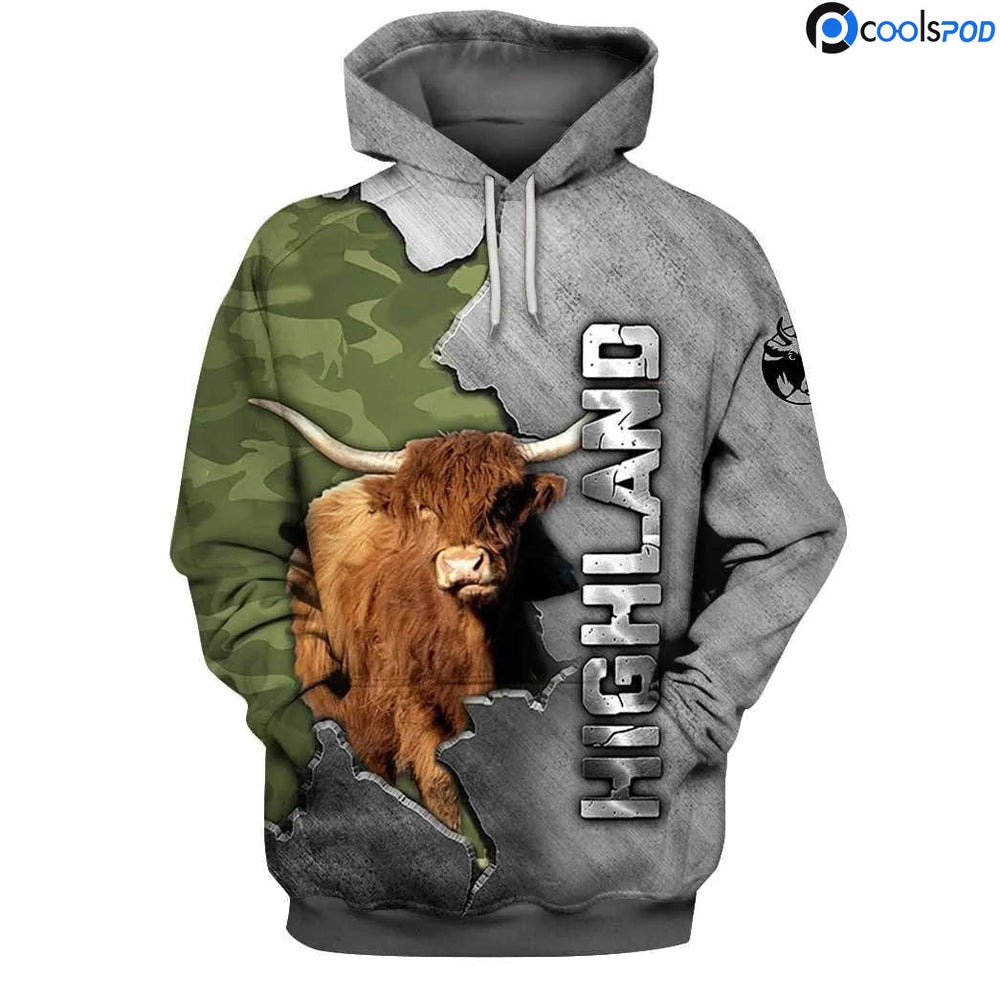 Highland Camo 3D, All Over Print Hoodie Zip Hoodie Fleece Hoodie 3D, Vikings Tattoo Hoodie 3d KA1931