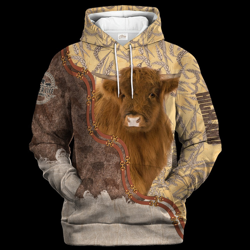 Highland Lovers In Barley Pattern, All Over Print Hoodie Zip Hoodie Fleece Hoodie 3D, Vikings Tattoo Hoodie 3d KA1935