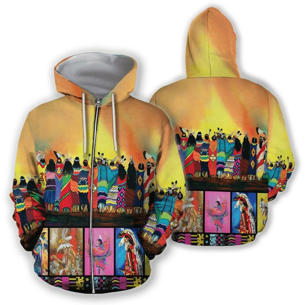 Indigenous tribes picturesque 3D, All Over Print Hoodie Zip Hoodie Fleece Hoodie 3D, Vikings Tattoo Hoodie 3d KA1937