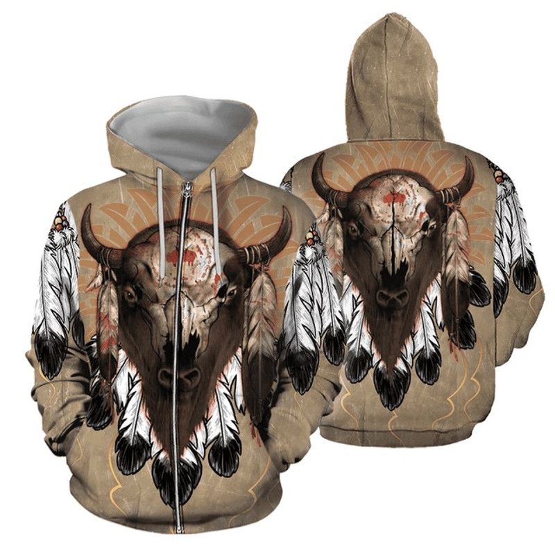 Native American Native Buffalo 3D, All Over Print Hoodie Zip Hoodie Fleece Hoodie 3D, Vikings Tattoo Hoodie 3d KA1942