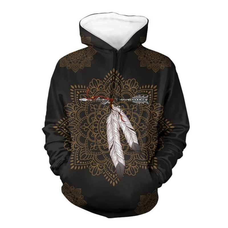 Arrow Feather Native American 3D, All Over Print Hoodie Zip Hoodie Fleece Hoodie 3D, Vikings Tattoo Hoodie 3d KA1960