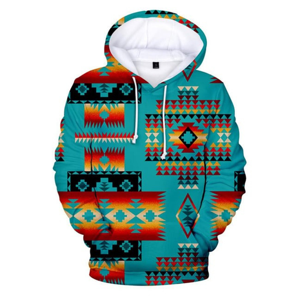 Blue Native Tribes Pattern Native Am, All Over Print Hoodie Zip Hoodie Fleece Hoodie 3D, Vikings Tattoo Hoodie 3d KA1994