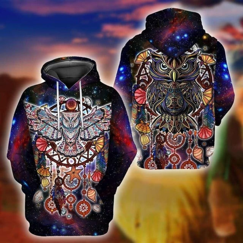 Owl Native American Dreamcatcher Pri, All Over Print Hoodie Zip Hoodie Fleece Hoodie 3D, Vikings Tattoo Hoodie 3d KA2007