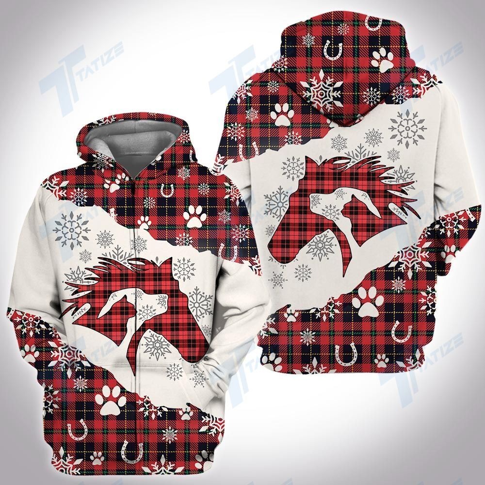 Horse and Dog Christmas Hoodie, All Over Print Hoodie Zip Hoodie Fleece Hoodie 3D, Vikings Tattoo Hoodie 3d KA2046