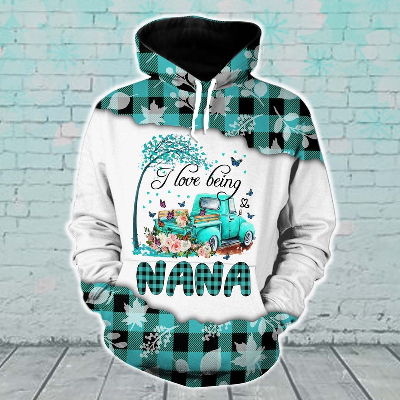 I Love Being NANA Turquoise Christmas,All Over Print Hoodie Zip Hoodie Fleece Hoodie 3D, Vikings Tattoo Hoodie 3d KA2095