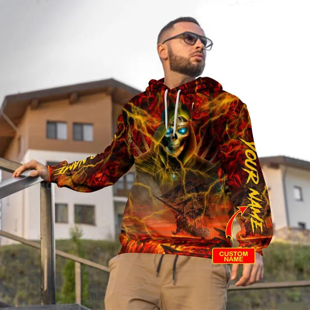 Skeleton Holding Book Heroes Skull Custom 3D Hoodie, All Over Print Hoodie Unisex