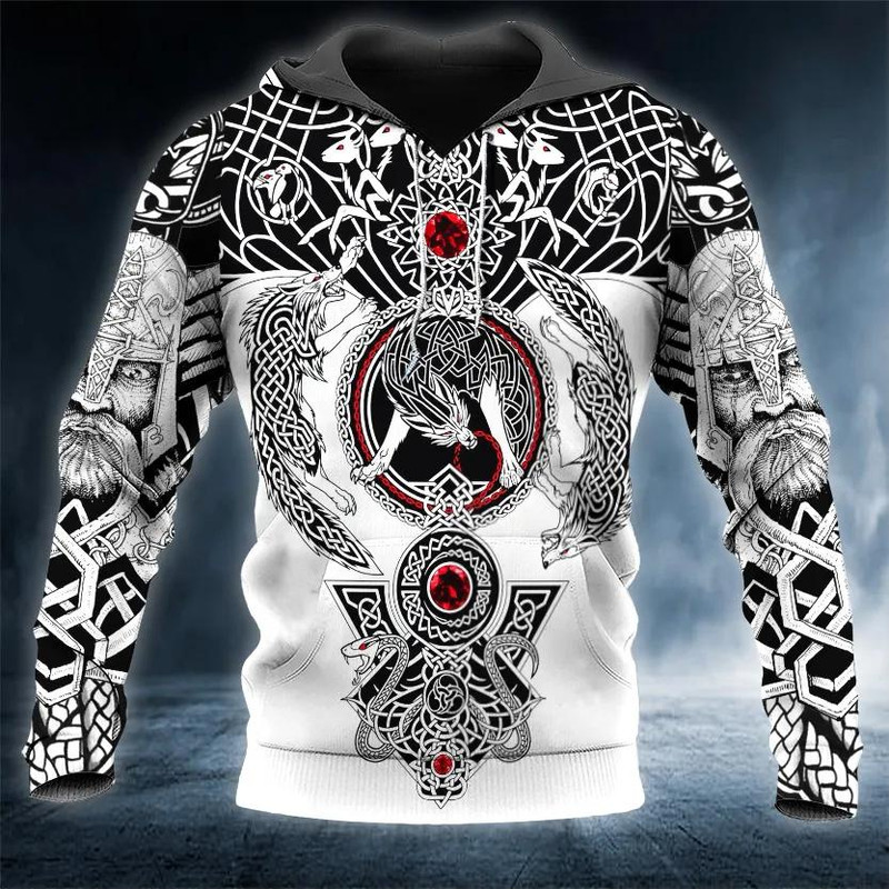 Odin Yinyang Werewolves Viking Compass Tattoo 3D Hoodie, All Over Print Hoodie Unisex
