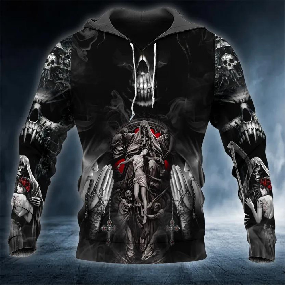 Forbidden Love Gothic Beauty The Death Angel Skull 3D Hoodie, All Over Print Hoodie Unisex
