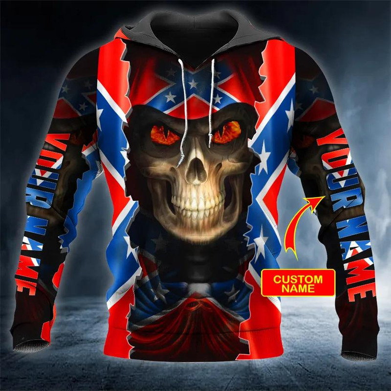 CSA Flag Glowing Eyes Skull Custom 3D Hoodie, All Over Print Hoodie Unisex