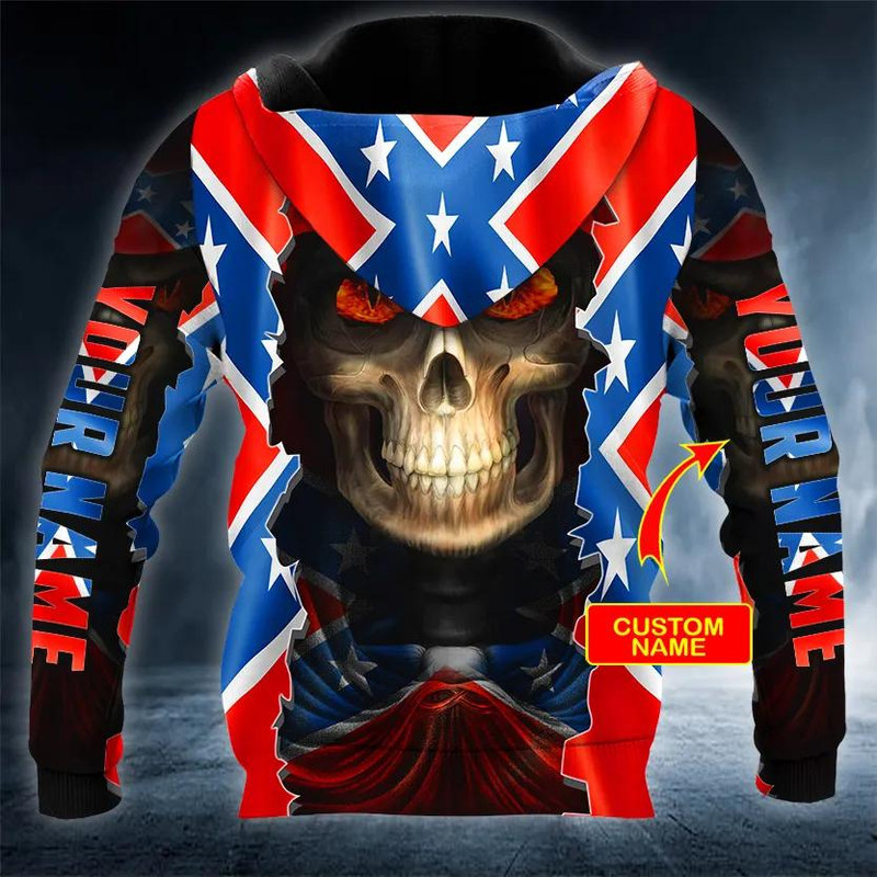 CSA Flag Glowing Eyes Skull Custom 3D Hoodie, All Over Print Hoodie Unisex