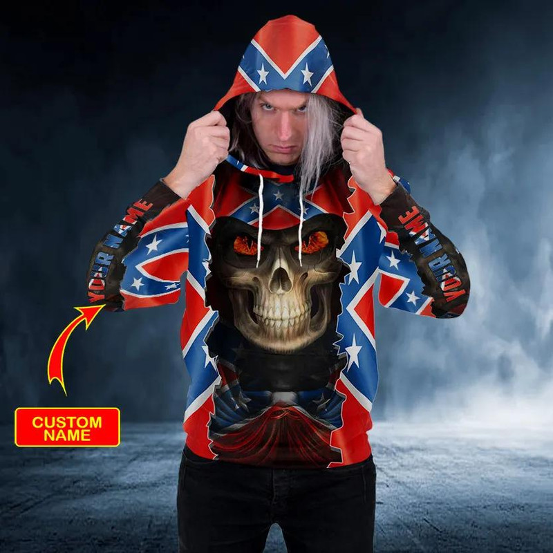 CSA Flag Glowing Eyes Skull Custom 3D Hoodie, All Over Print Hoodie Unisex
