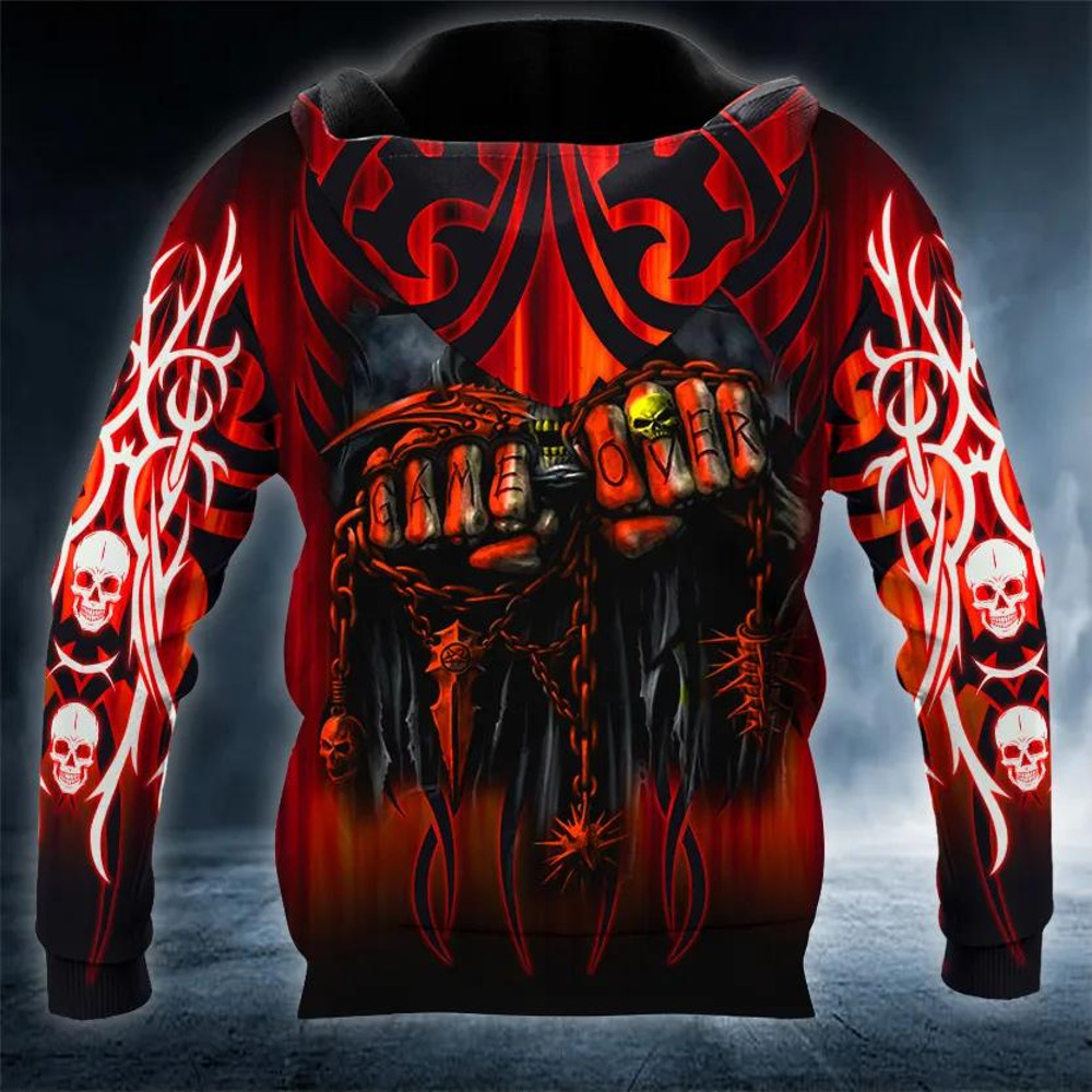 Game Over Grim Reaper Skull 3D Hoodie, All Over Print Hoodie Unisex