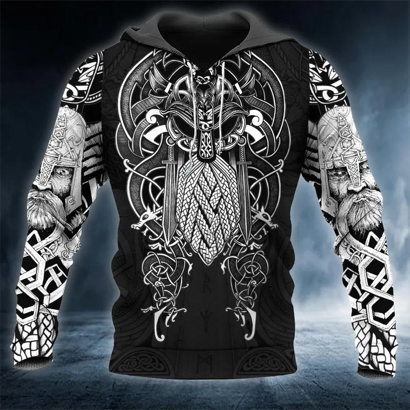 Odin Norse King Viking Tattoo 3D Hoodie, All Over Print Hoodie Unisex