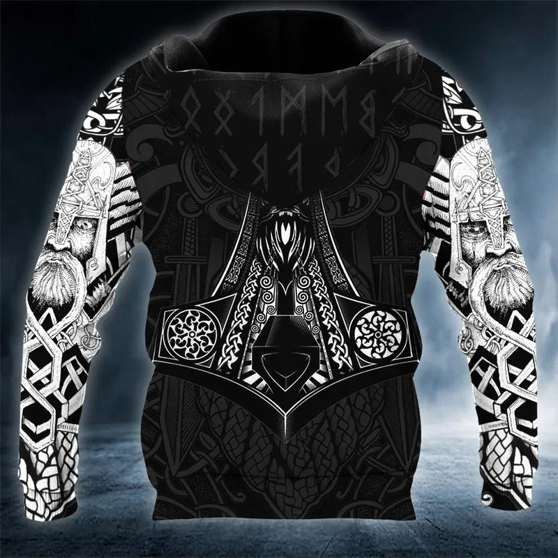 Odin Norse King Viking Tattoo 3D Hoodie, All Over Print Hoodie Unisex