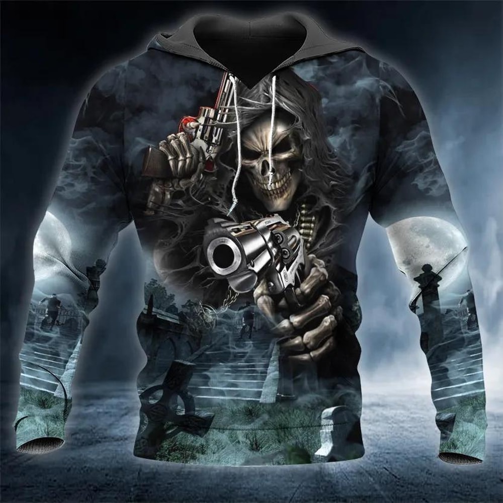 Assassin Grim Reaper With Guns Skull 3D Hoodie, All Over Print Hoodie Unisex