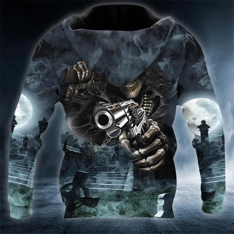 Assassin Grim Reaper With Guns Skull 3D Hoodie, All Over Print Hoodie Unisex