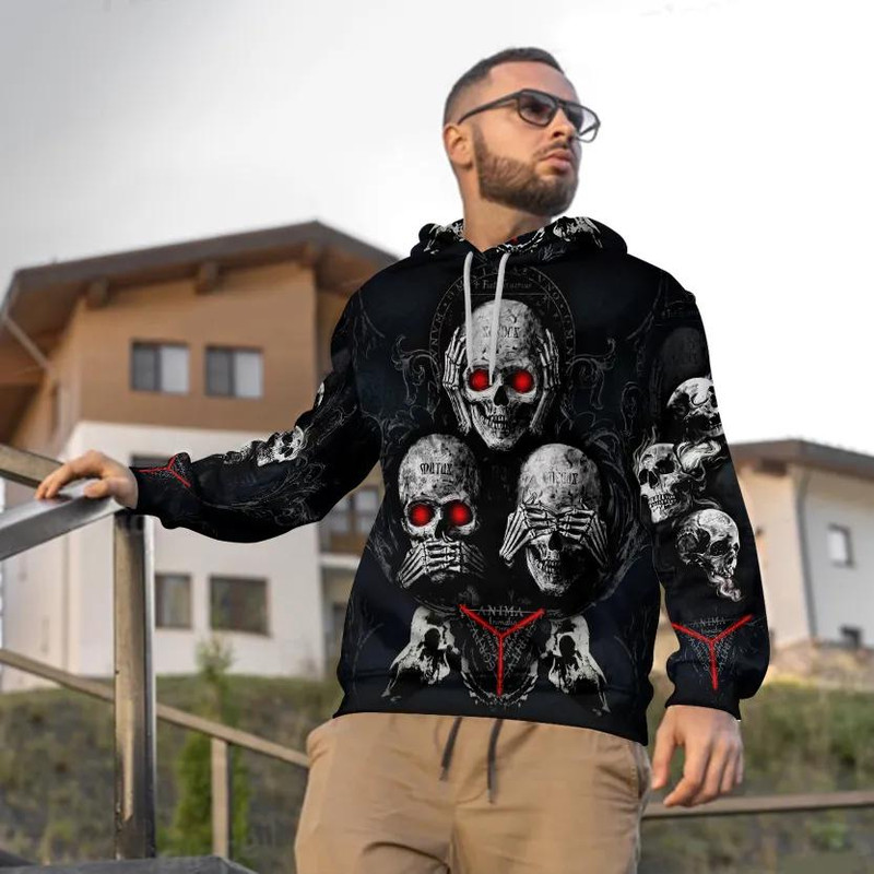 IDK IDC IDGAF Skull 3D Hoodie, All Over Print Hoodie Unisex