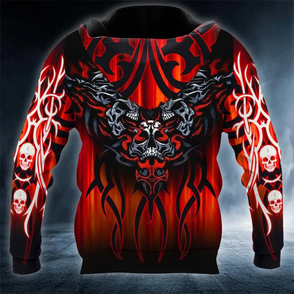 Double Heart Skull 3D Hoodie, All Over Print Hoodie Unisex