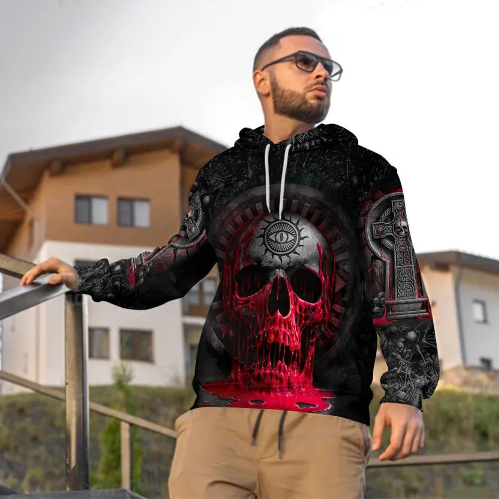 Bleeding Souls Black Skull 3D Hoodie, All Over Print Hoodie Unisex