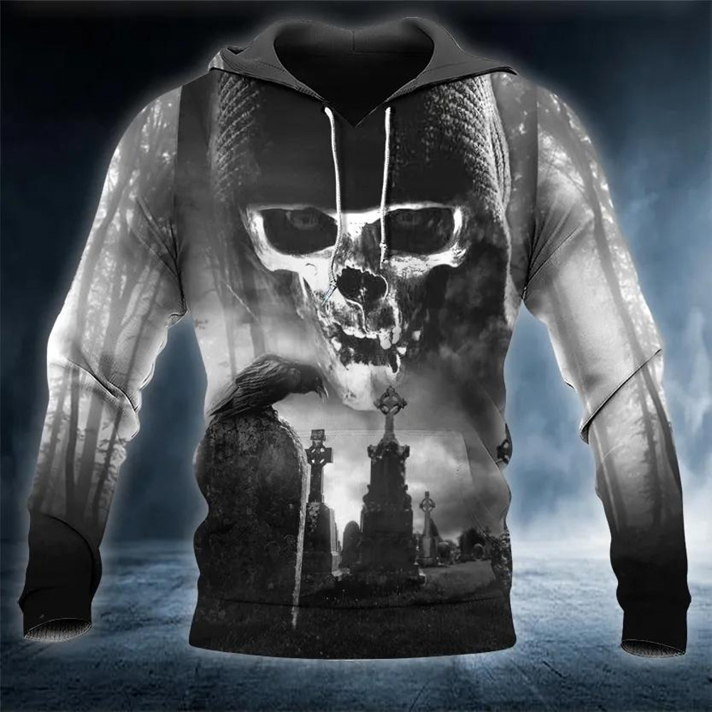 Black And White The Hunt Skull 3D Hoodie, All Over Print Hoodie Unisex