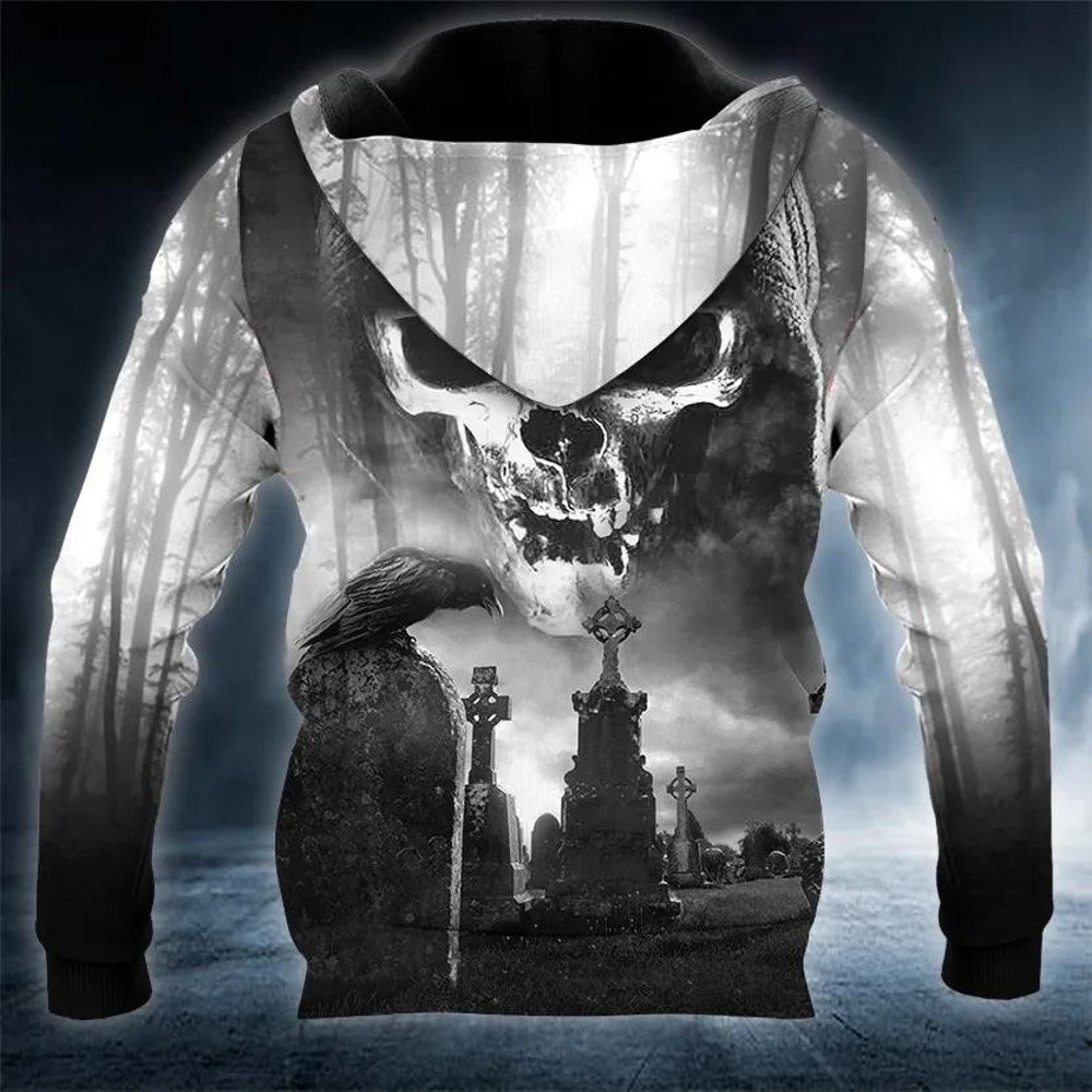 Black And White The Hunt Skull 3D Hoodie, All Over Print Hoodie Unisex