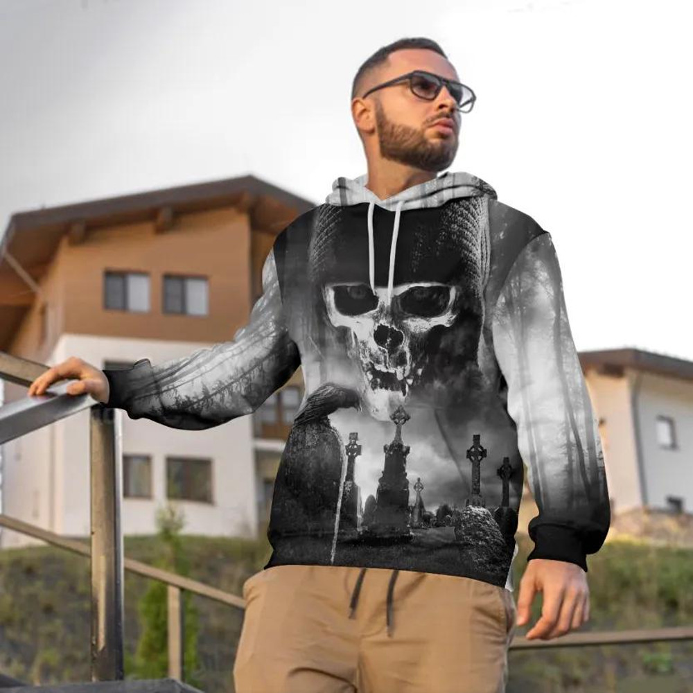Black And White The Hunt Skull 3D Hoodie, All Over Print Hoodie Unisex
