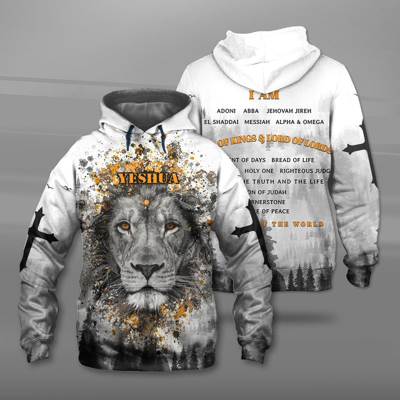 Jesus Lion of Judah I Am ( Name Of God ) King Of King Lord Of Lord Hoodie 3D, Personal All Over Print Hoodie Unisex