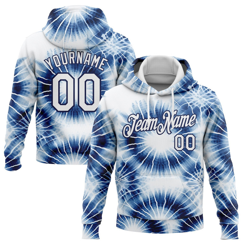 TIE DYE WHITE-NAVY 3D ABSTRACT STYLE SPORTS Hoodie 3D, Personal All Over Print Hoodie Unisex