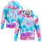TIE DYE WHITE-SKY BLUE 3D ABSTRACT WATERCOLOR SPORTS Hoodie 3D, Personal All Over Print Hoodie Unisex