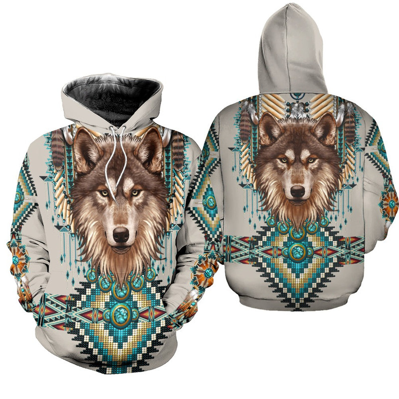 Native Spirit Wolf Native American Hoodie 3D, Personal All Over Print Hoodie Unisex