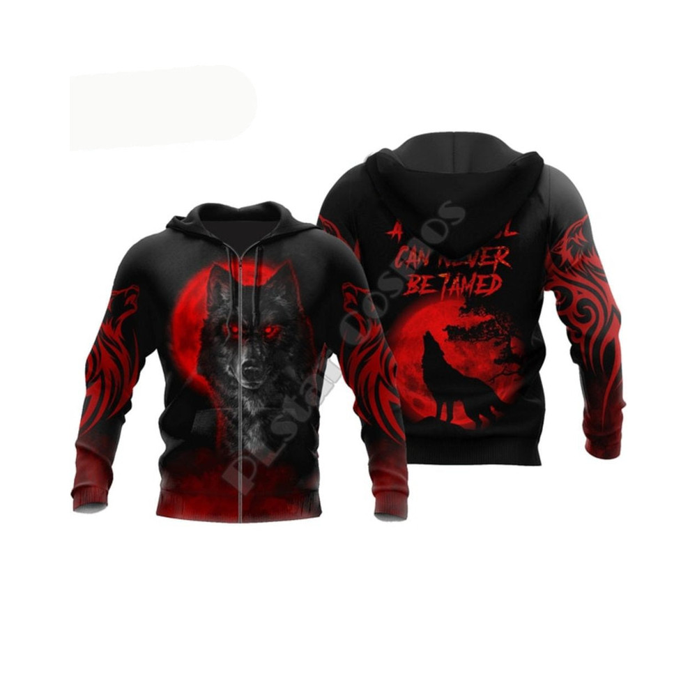 The Red Moon Wolf Native American Hoodie 3D, Personal All Over Print Hoodie Unisex