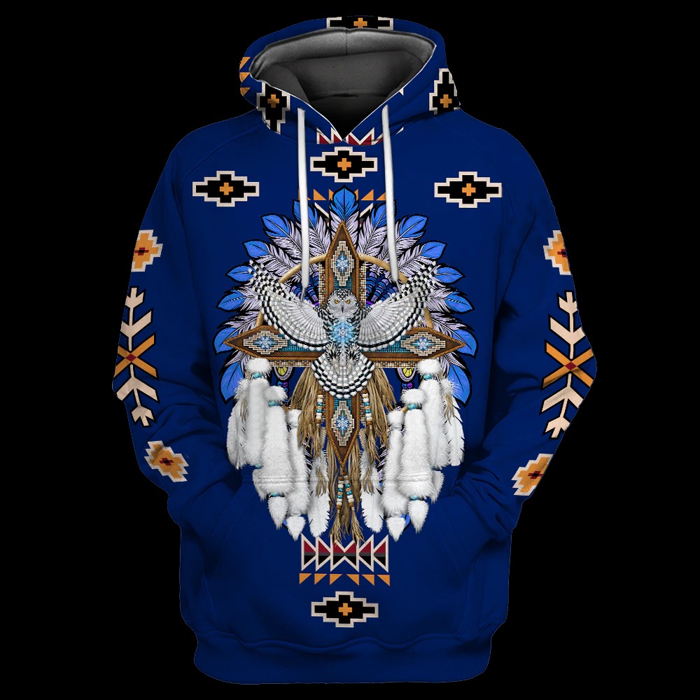 Indian Native Culture Pattern Owl Harajuku Native American Hoodie 3D, Personal All Over Print Hoodie Unisex