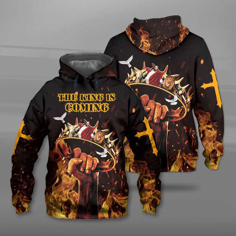 Crown Of Thorns Featuring Jesus The Lion And The Lamb The King Hoodie 3D, Personal All Over Print Hoodie Unisex