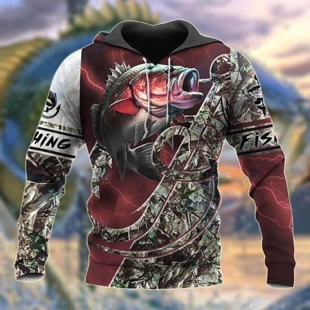Fishing Hook Camo Hoodie 3D, Personal All Over Print Hoodie Unisex