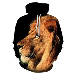 majestic lion face 3d - sweatshirt, hoodie, pullover