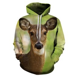 calm deer face 3d - sweatshirt, hoodie, pullover