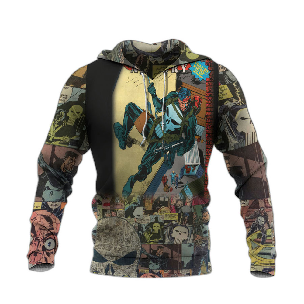 MARVEL COMICS THE PUNISHER ALL OVER PRINT HOODIE 3D