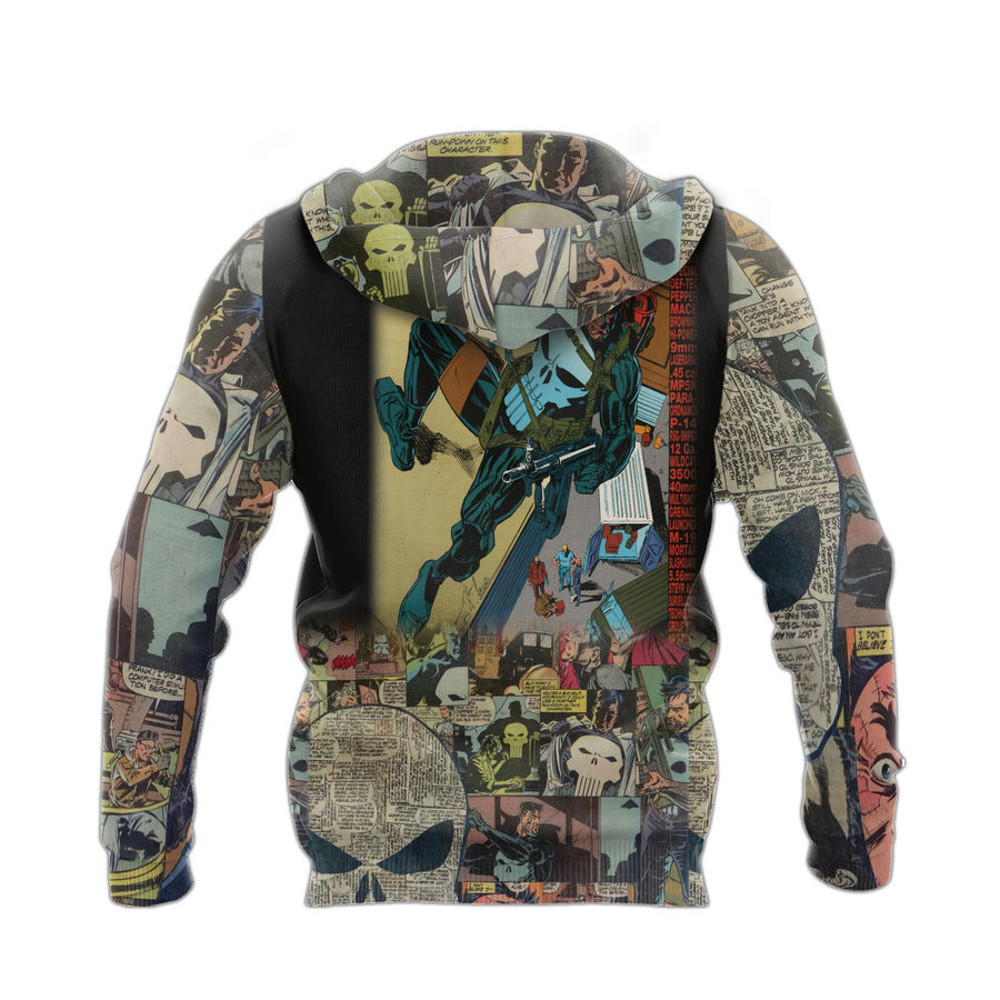 MARVEL COMICS THE PUNISHER ALL OVER PRINT HOODIE 3D