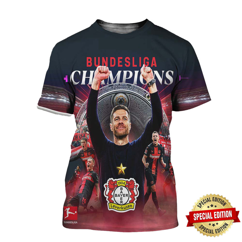 Bundesliga Champions 2024 Is Bayer Leverkusen All Over Print Shirt 3D. Bayer Leverkusen Winning Streak