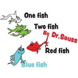 One Fish Two Fish By Dr Seuss Svg, Dr Seuss Svg, One Fish Two Fish, Red Fish Svg, Blue Fish Svg, Dr Seuss Fish,