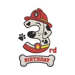 3rd marshall birthday paw patrol birthday embroidery designs, birthday machine e,embroidery design,embroidery svg